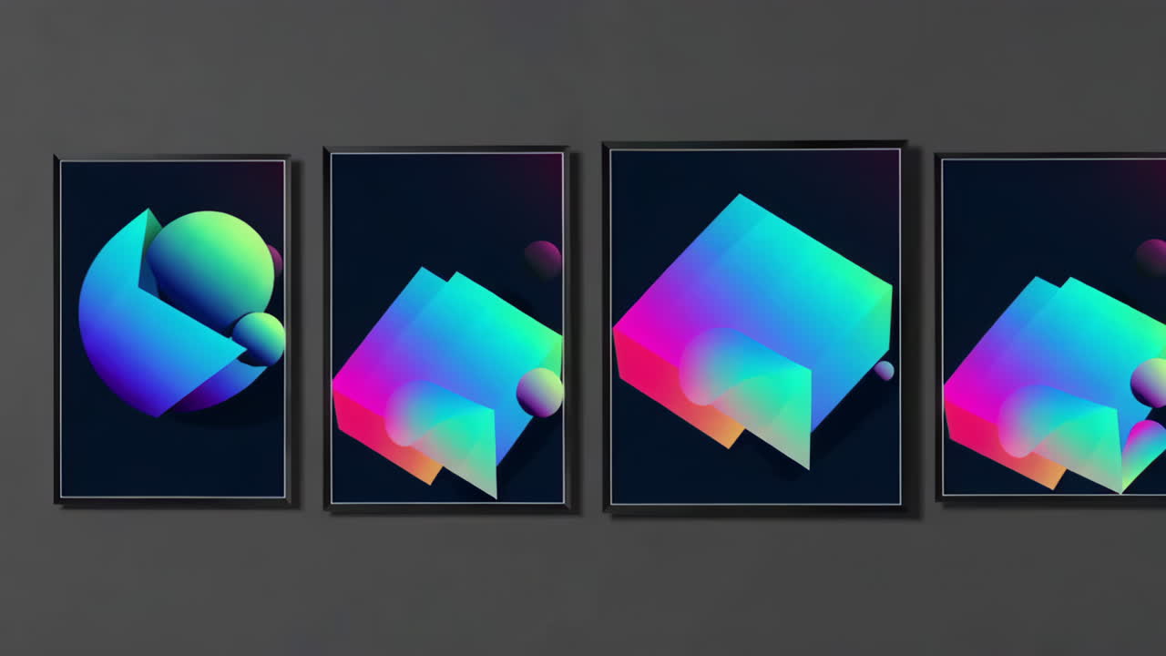 Abstract Geometric Gradient Art Posters