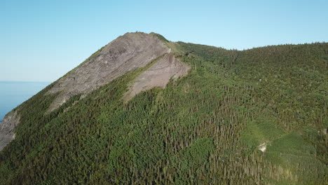 Mont-St-Pierre-village-in-Gaspesie-Quebec-Canada-aerial-footage