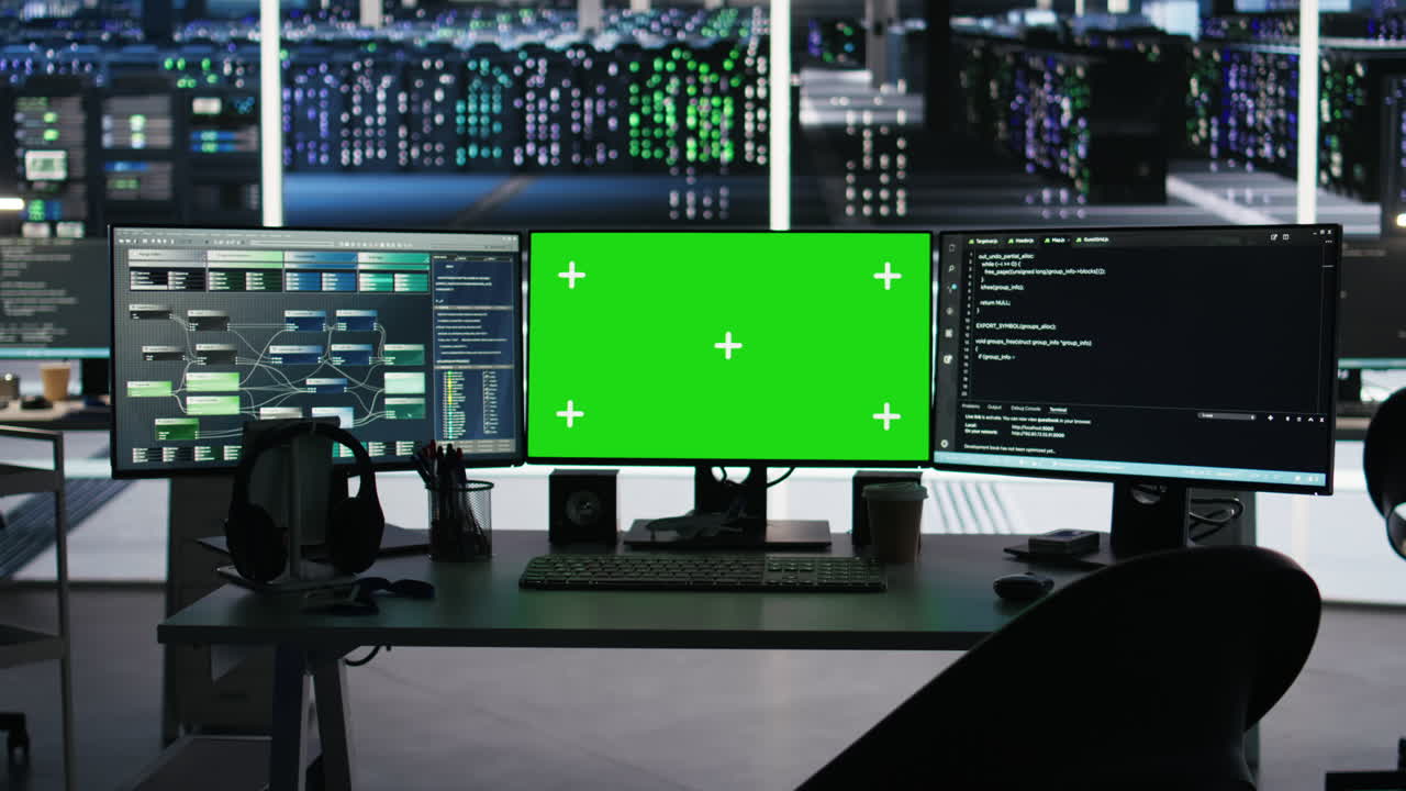 Visual programming systems on green screen PC in data center