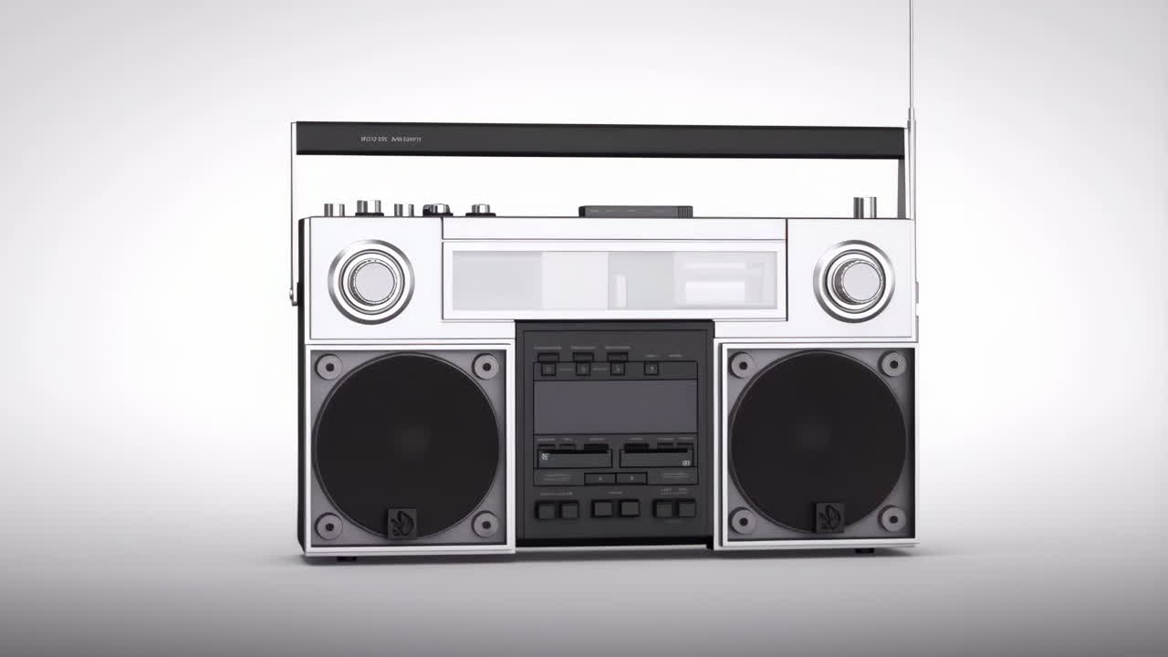 Boombox Retro dengan Latar Belakang Putih