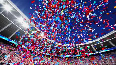 celebration in stadium with confetti