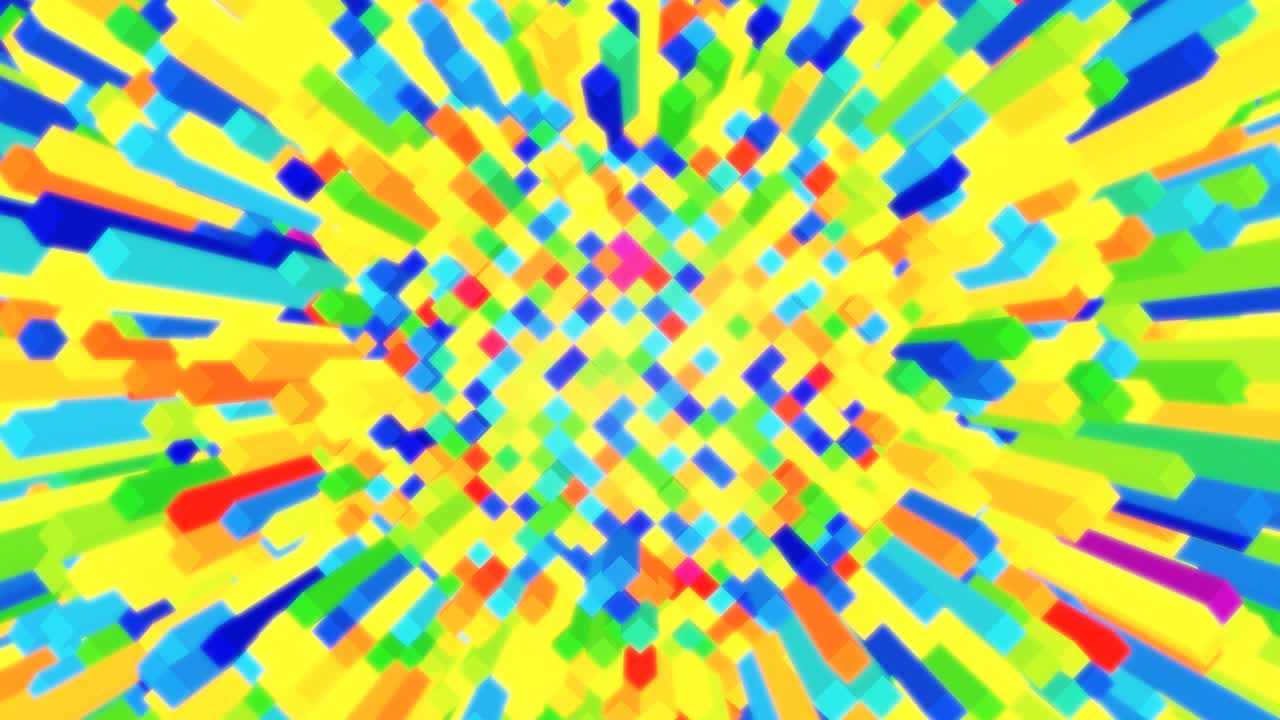 campo de cubos de dibujos multicolores sombreados que se mueven al azar arriba y abajo - animación de fondo de movimiento de bucle sin costuras de 4k