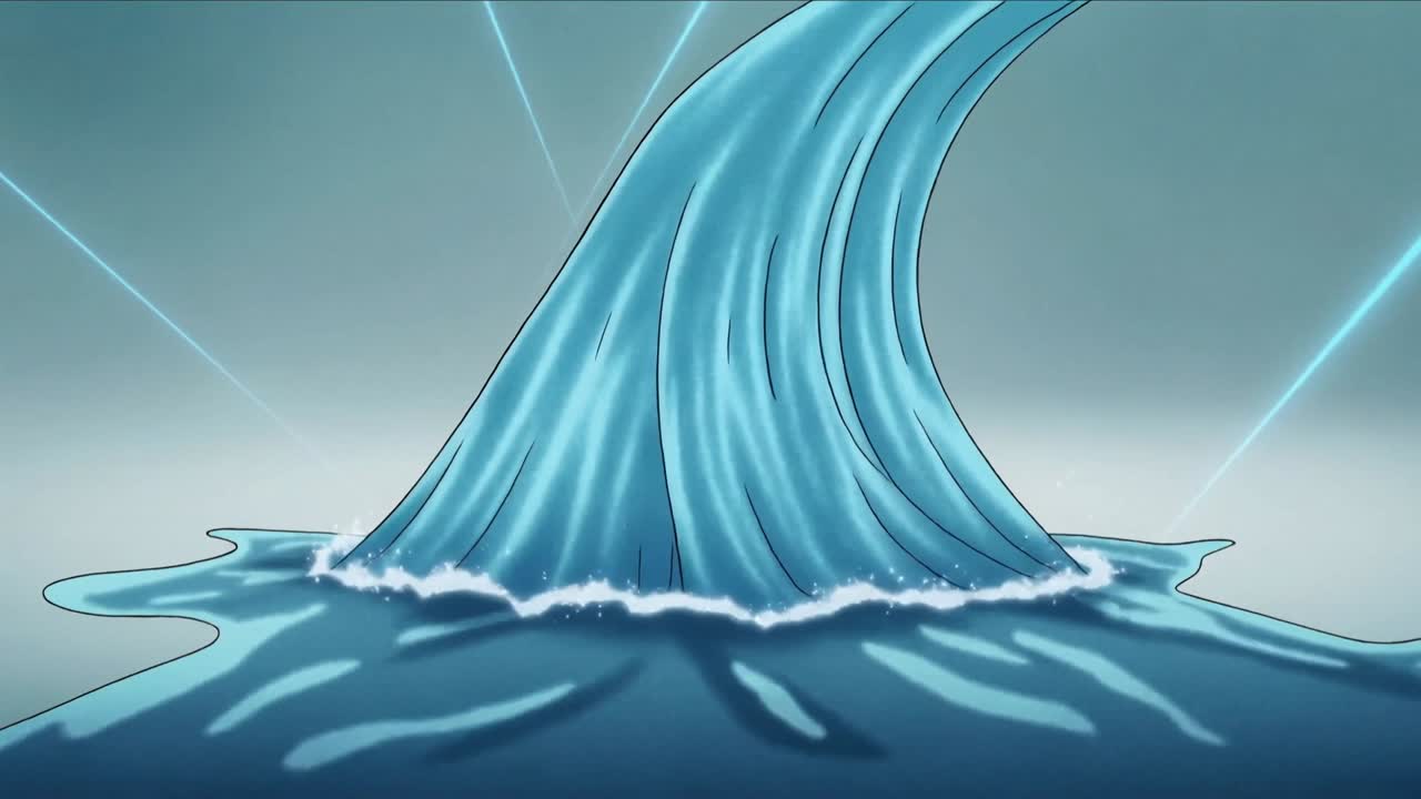 Un panno di raso blu-verde acqua che si muove, afflosciandosi e poi fluidificandosi in un'onda lucida in uno studio con raggi ciano.