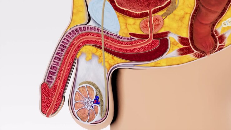 3D animation provides a detailed and accurate view of a section of the male reproductive system, showcasing the complex network of organs and structures involved