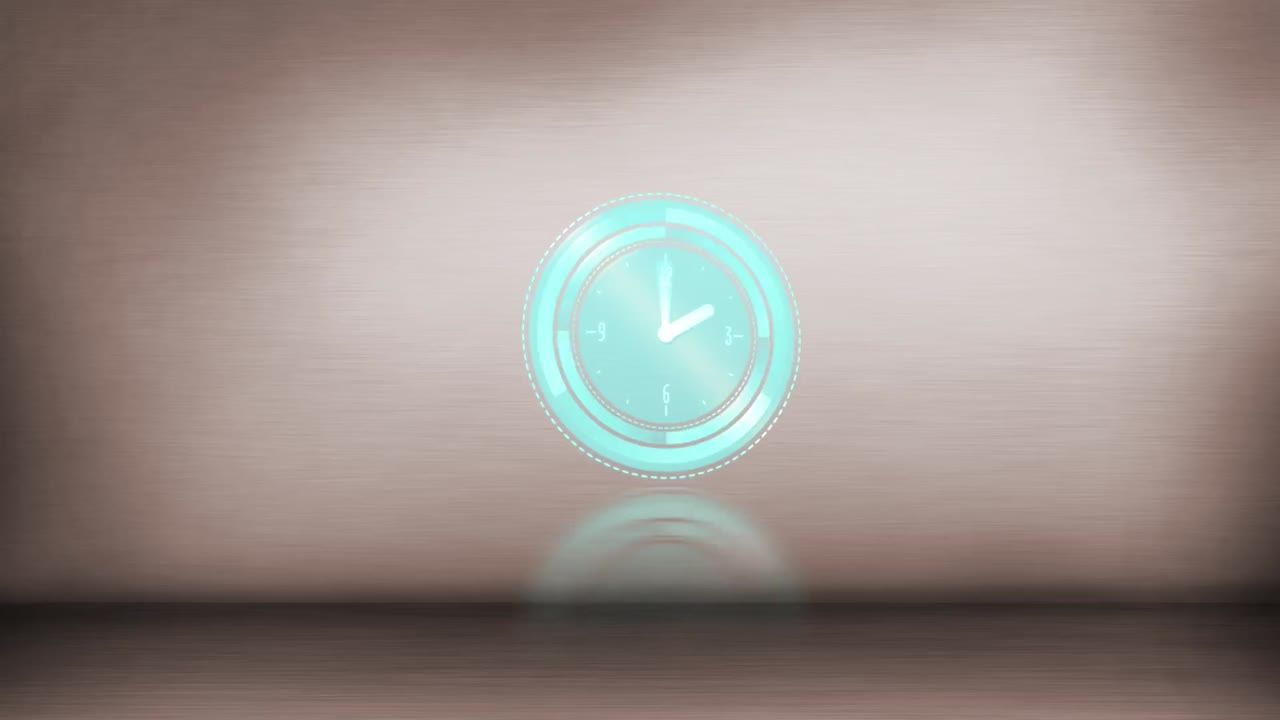 Animation of clock moving over beige background