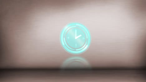 animation of clock moving over beige background