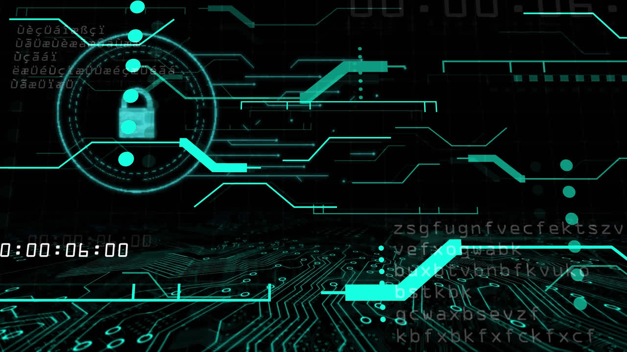 Animation of data processing on black background