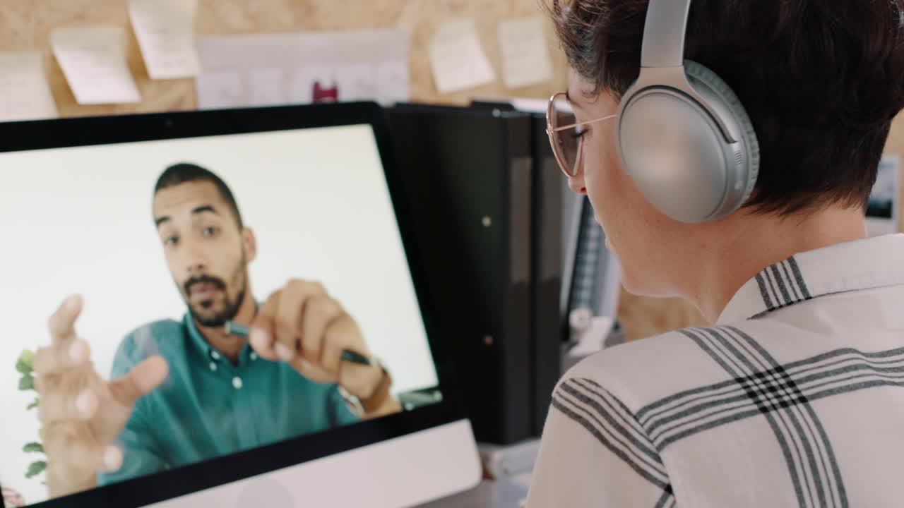 Professional on a video conference call with a colleague