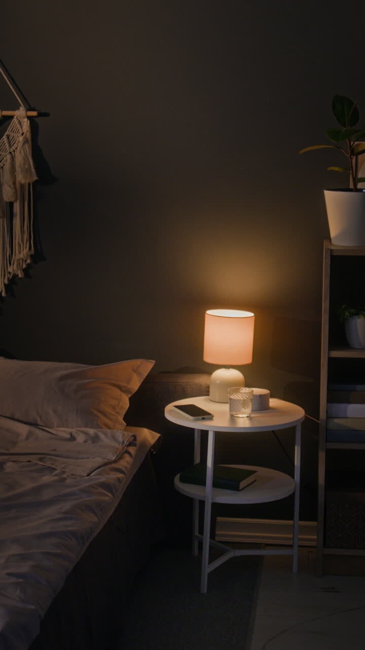 Cozy Bedroom Interior with Macrame Wall Hanging