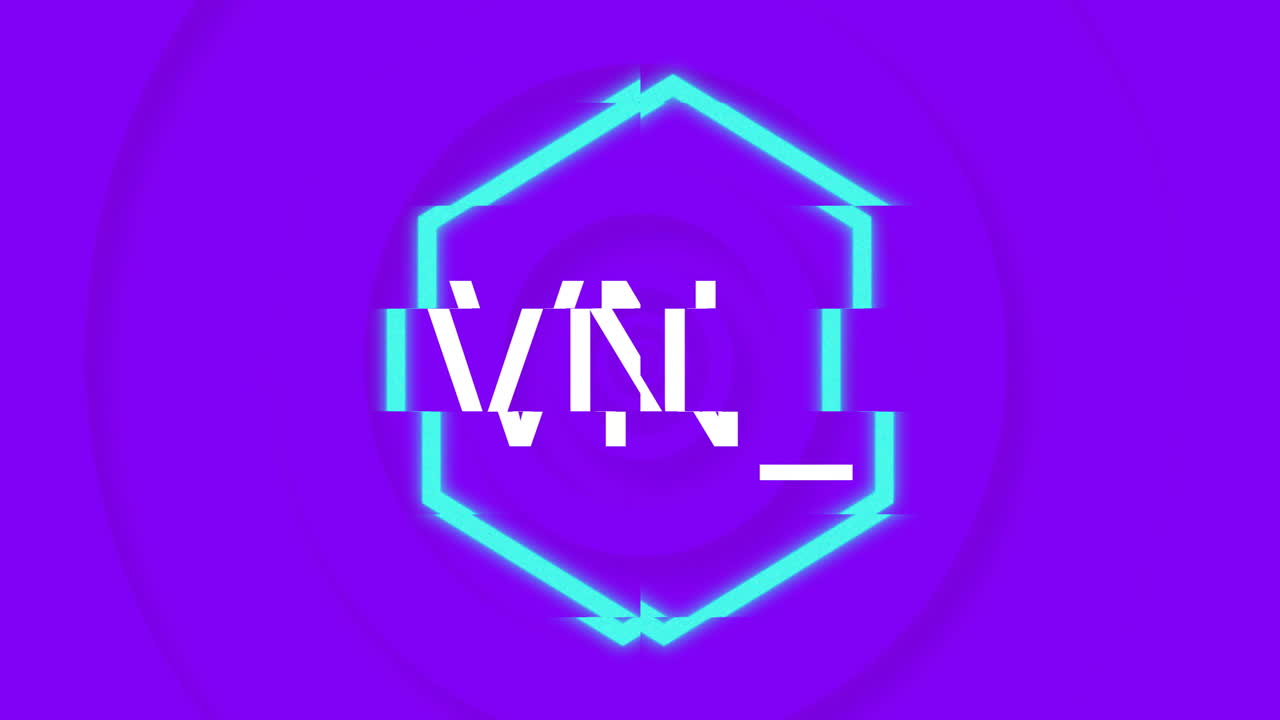 Animation of financial data processing and tmi text over neon pattern