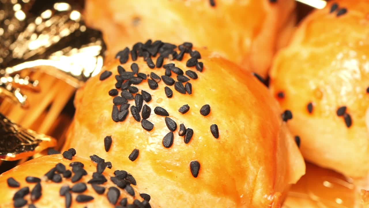 Close-up of Chinese pastries