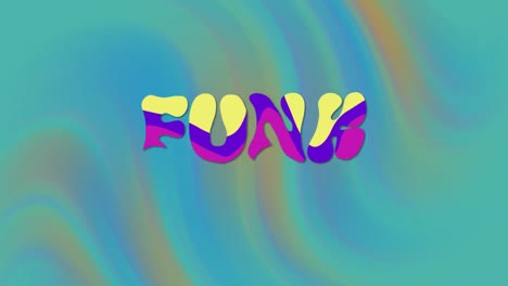 Animation-of-funk-text-and-shapes-on-green-background