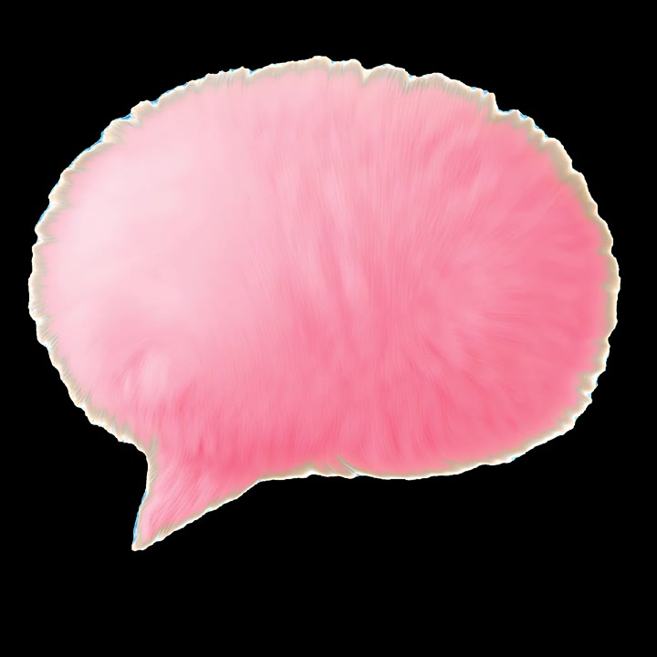 Animated Pink Furry Speech Bubble on Black Background