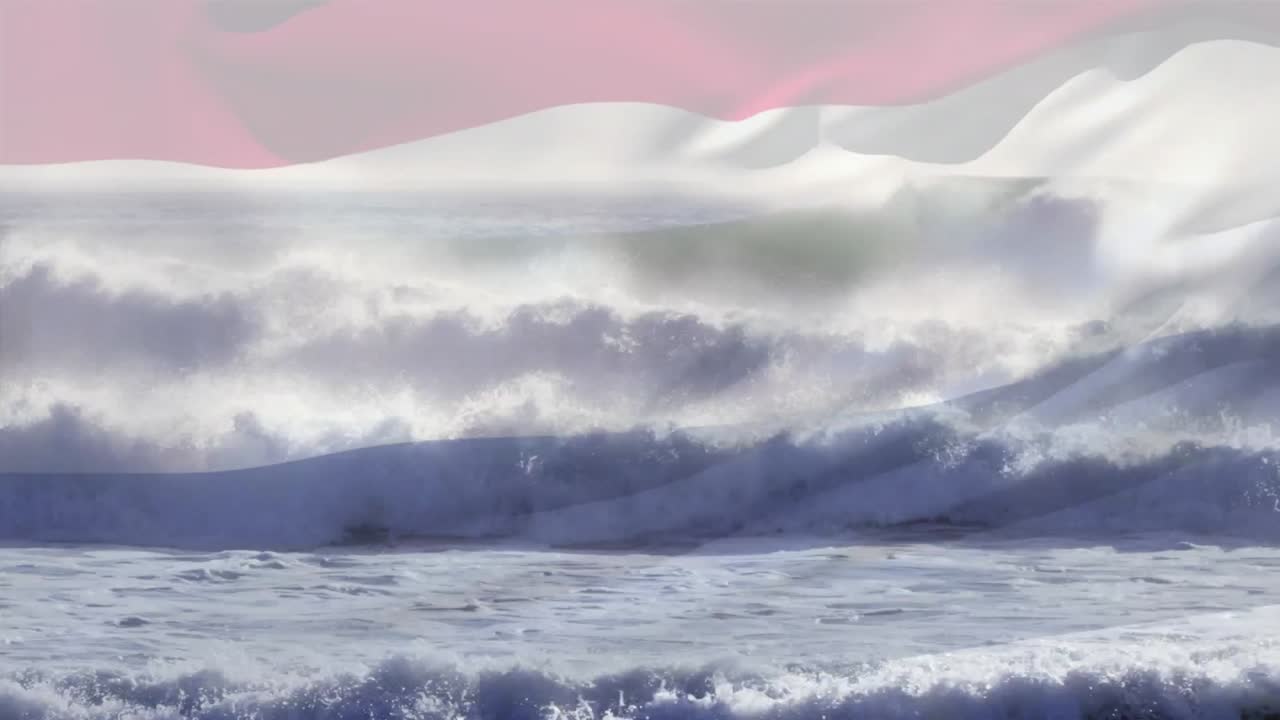 네덜란드의  ⁇ 발이 바다의 파도 위에서 날아다니는 애니메이션