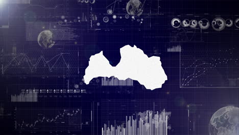 Unternehmenshintergrund-Des-Landes-Lettland-Mit-Abstrakten-Elementen-Von-Datenanalysediagrammen.-Ich-Zeige-Ein-Technologisches-Video-Zur-Datenanalyse-Mit-Globus,-Wachstum,-Grafiken,-Statistischen-Daten-Des-Landes-Lettland