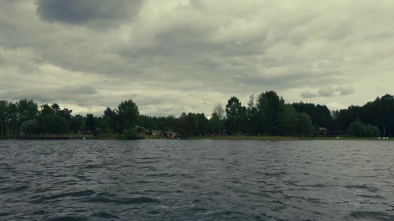 Naturligt sølandskab med blide vandrefleksioner og tætte træer langs bredden.