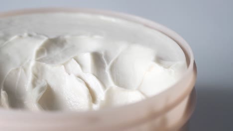 close-up of white cream in a jar