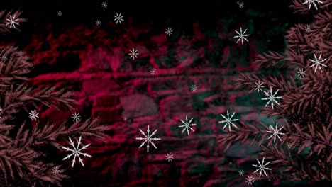 Animation-Von-Schnee,-Der-Zu-Weihnachten-über-Die-Winterlandschaft-Fällt
