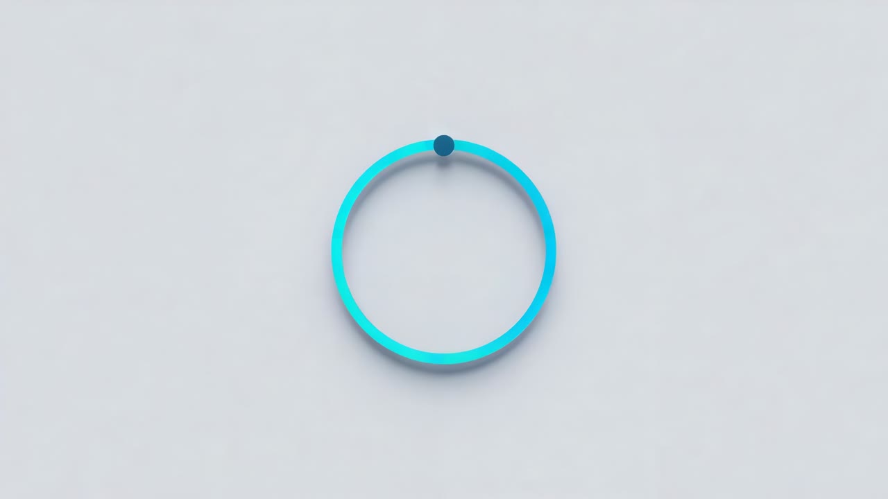 Loop starting with dark dot on cyan ring moving clockwise on pale gray surface, loader