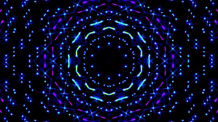 Beautiful shining abstract kaleidoscope, shining colorful light set smooth motion