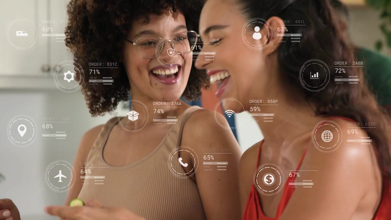 Vertical video: Hands slicing cucumbers women making skewers food prep with data overlay hovering