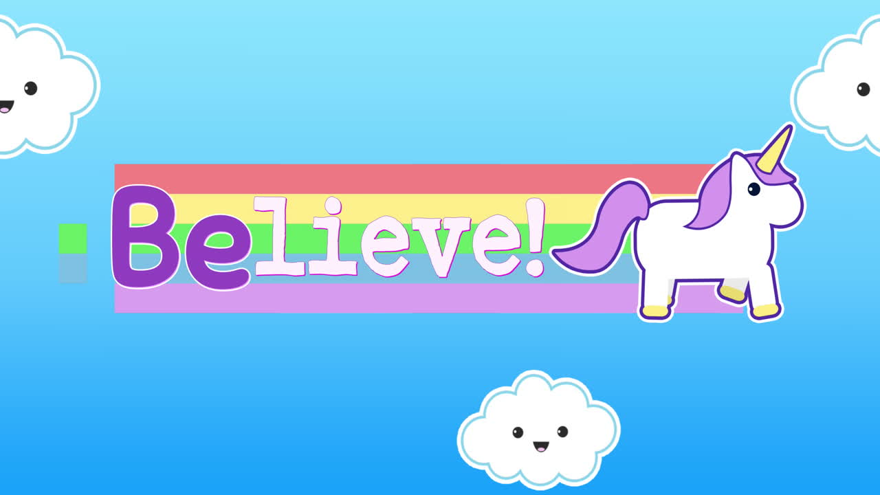 4k에 나타나는 단어의 애니메이션을 믿습니다.