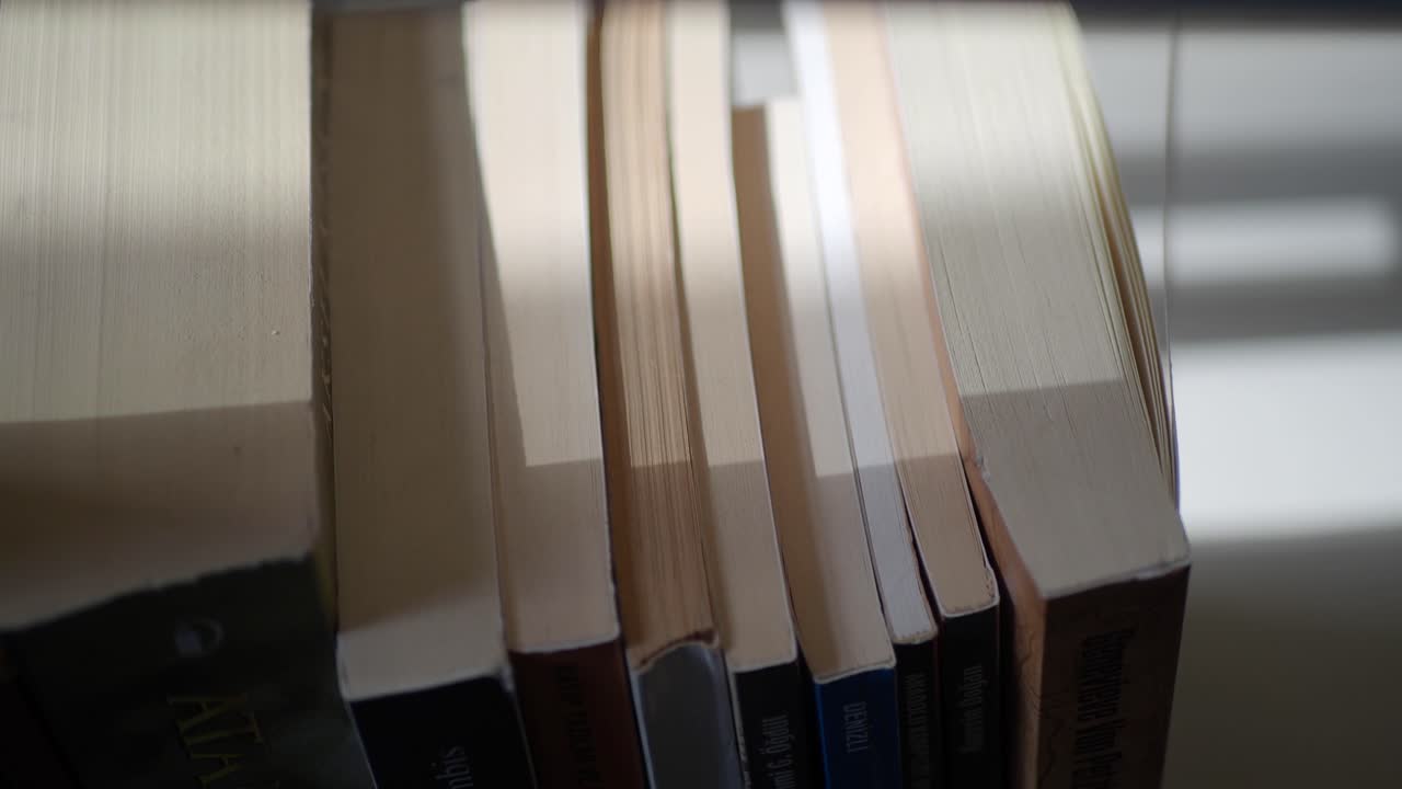 Books Stacked on a Shelf