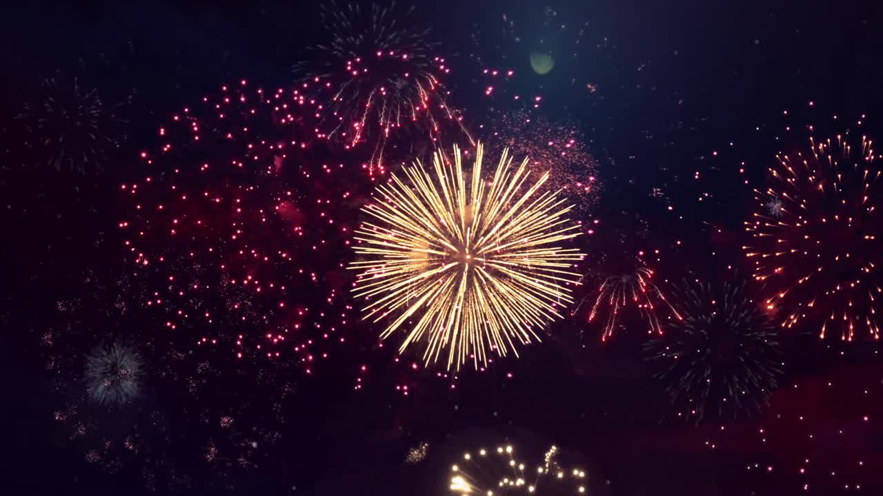 4K Abstract Loop seamless of real Fireworks Show Explosion Background.