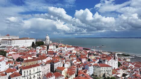 lisbon skyline at lisbon in lisbon district portugal. medieval building scenery. ancient cityscape. lisbon skyline at portugal. historical city landscape. tourism travel destination