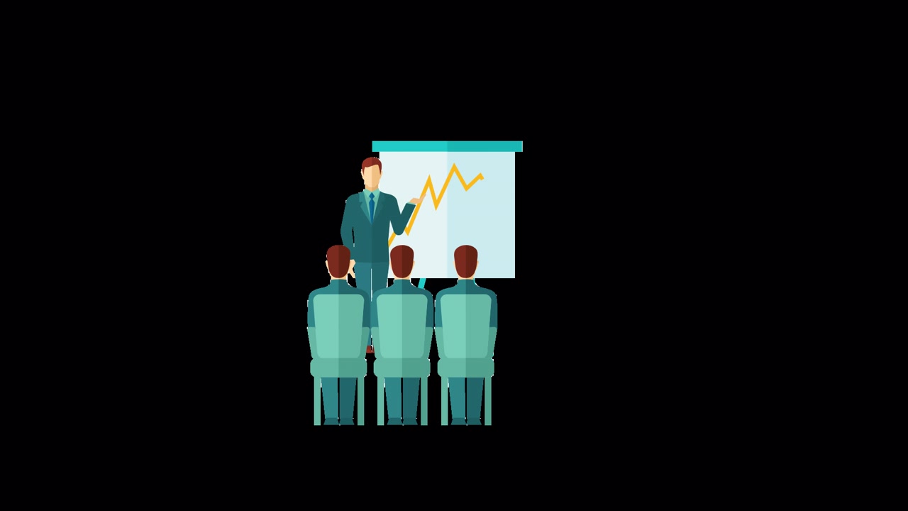 Businessman Presenting a Graph Showing Business Growth and Decline