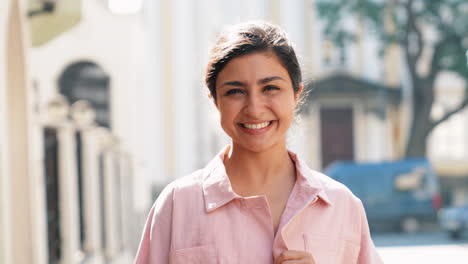 smiling woman outdoors