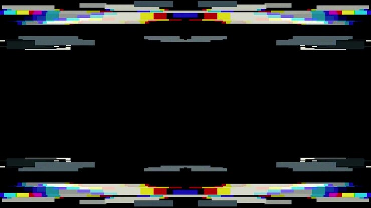 Digital Glitch Effect with Abstract Geometric Lines on Black Background