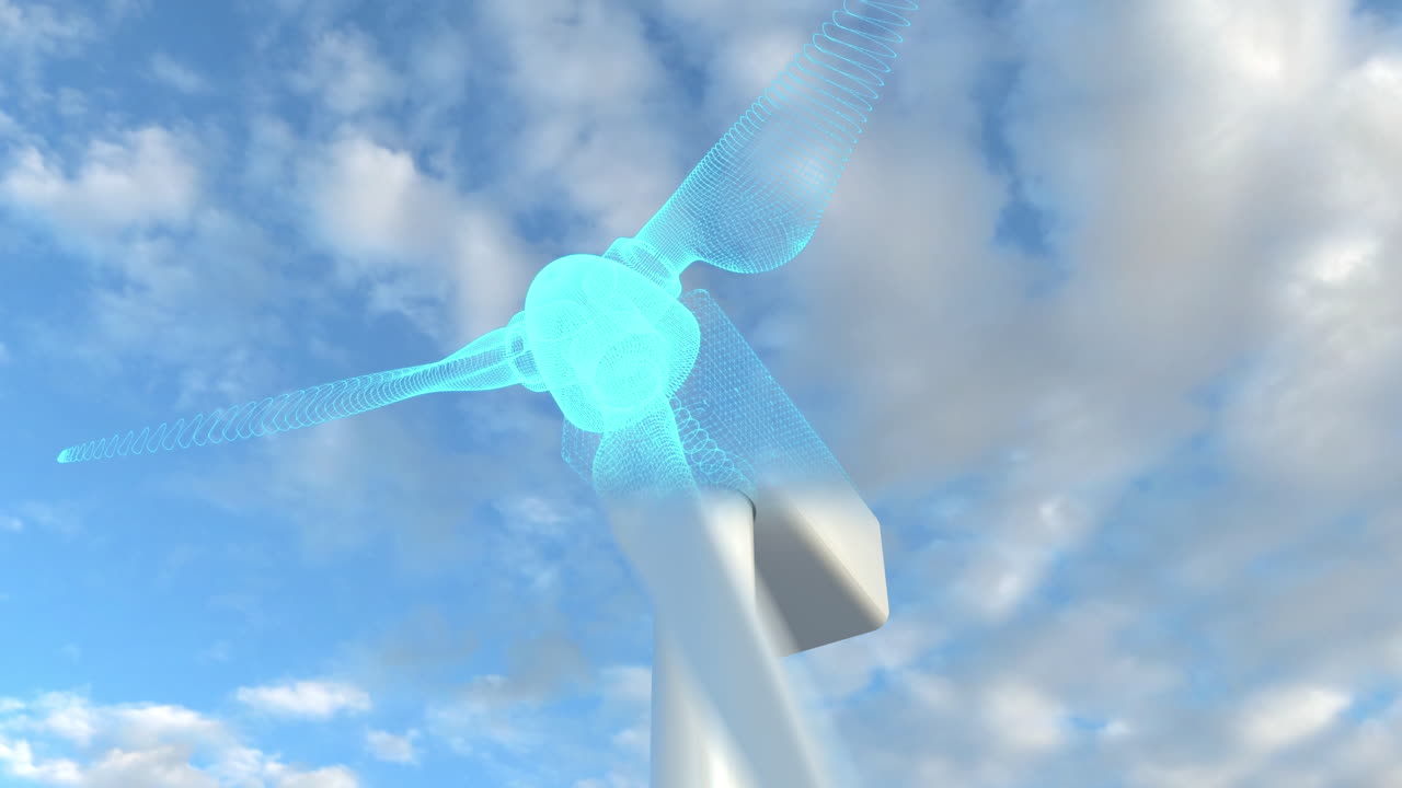 파란 하늘을 가진 풍력 터빈