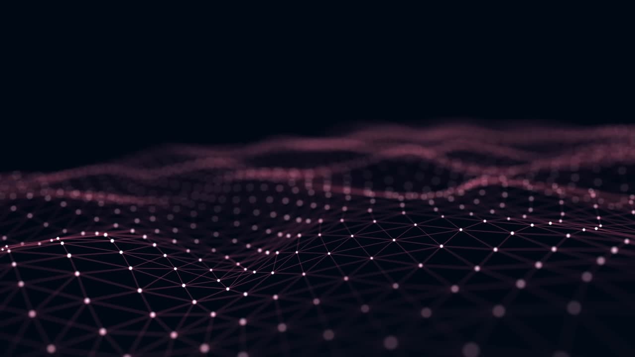 The structure of the network connection of points and lines. Data technology. 3D rendering. Seamless loop.