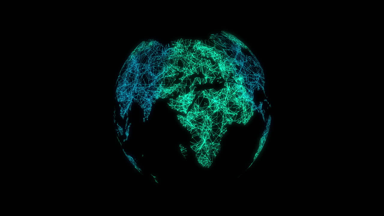 red de conexiones que forman un globo contra un fondo negro