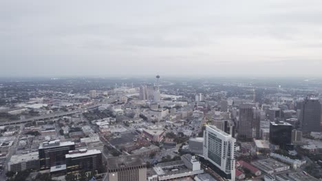drone flight over san antonio texas downtown at
