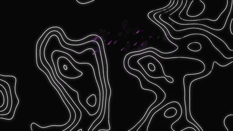 animación de líneas blancas del mapa y rastros de luz púrpura sobre fondo negro