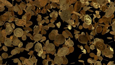 la caída de las monedas de bitcoin en el fondo en bucle con detalles increíbles