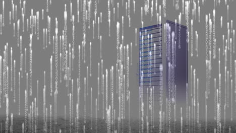 animation of lights falling over server on white background