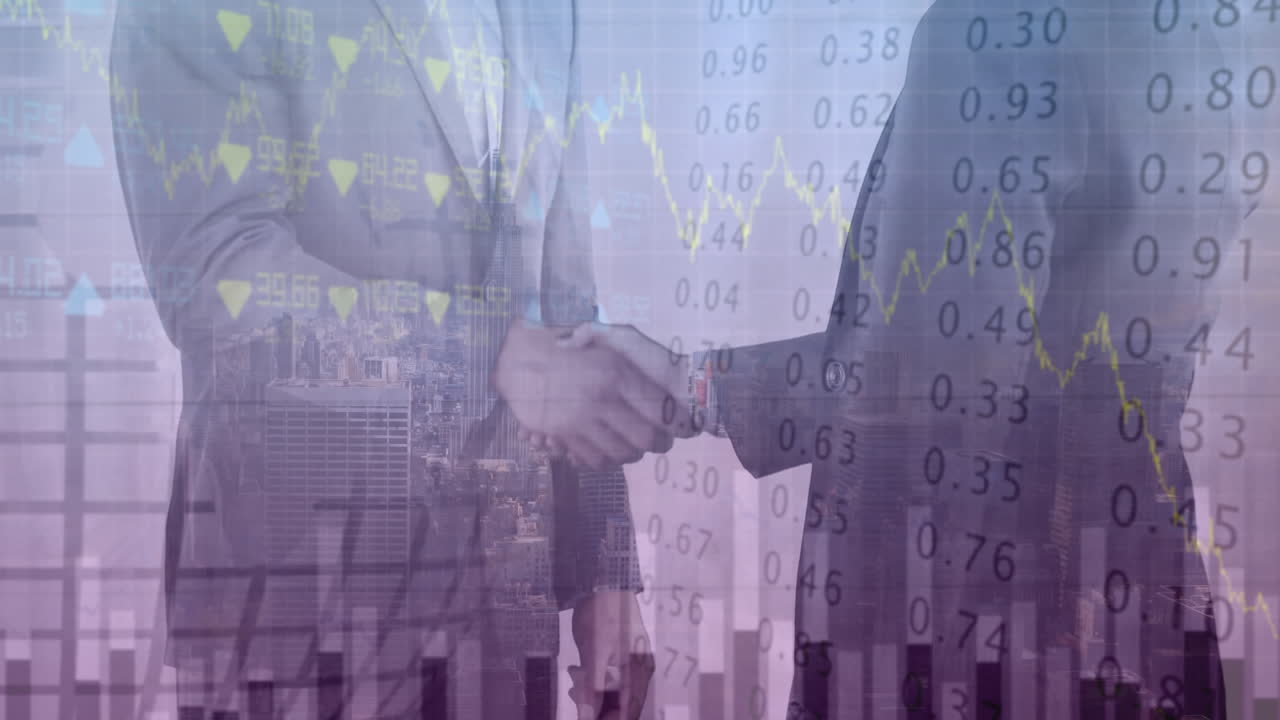 video compuesto digital de hombre de negocios estrechando la mano 4k