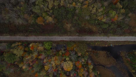 Drone-Shot-High-Above-Railroad-Tracks-in-New-Hampshire