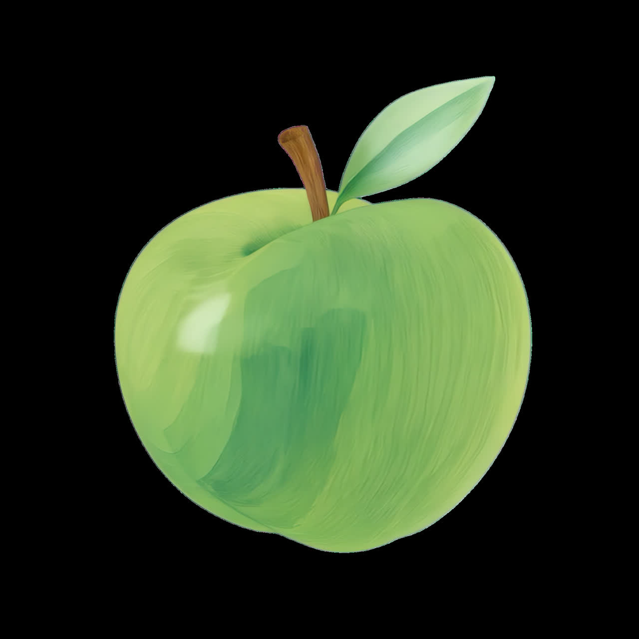 Vibrant grøn æble-illustration, animeret og isoleret aktiv, transparent 4K-video med alfakanal