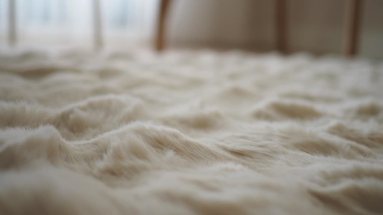 Close-up of a White Fur Rug