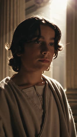young boy in a historical setting