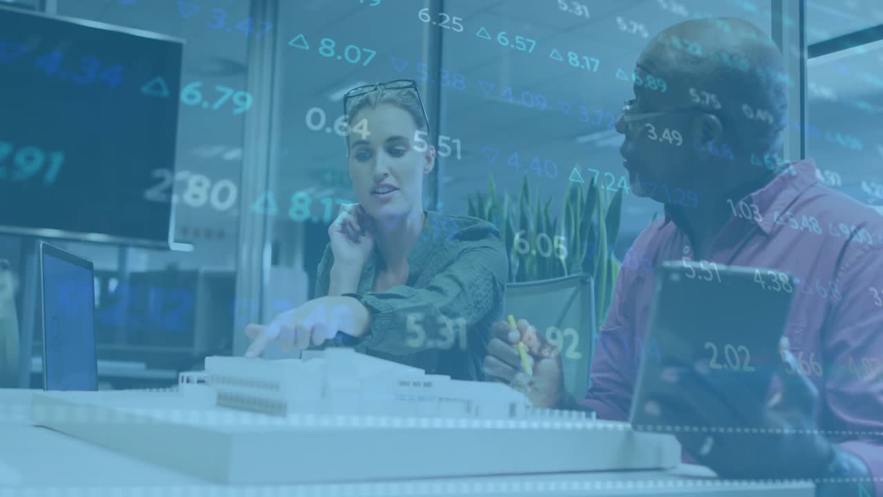 Data overlay fading in guiding professionals studying model and correlating finance metrics