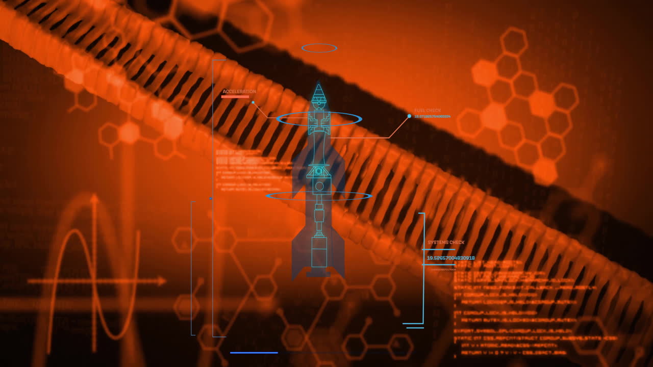 Animation of futuristic rocket design with digital interface in school setting