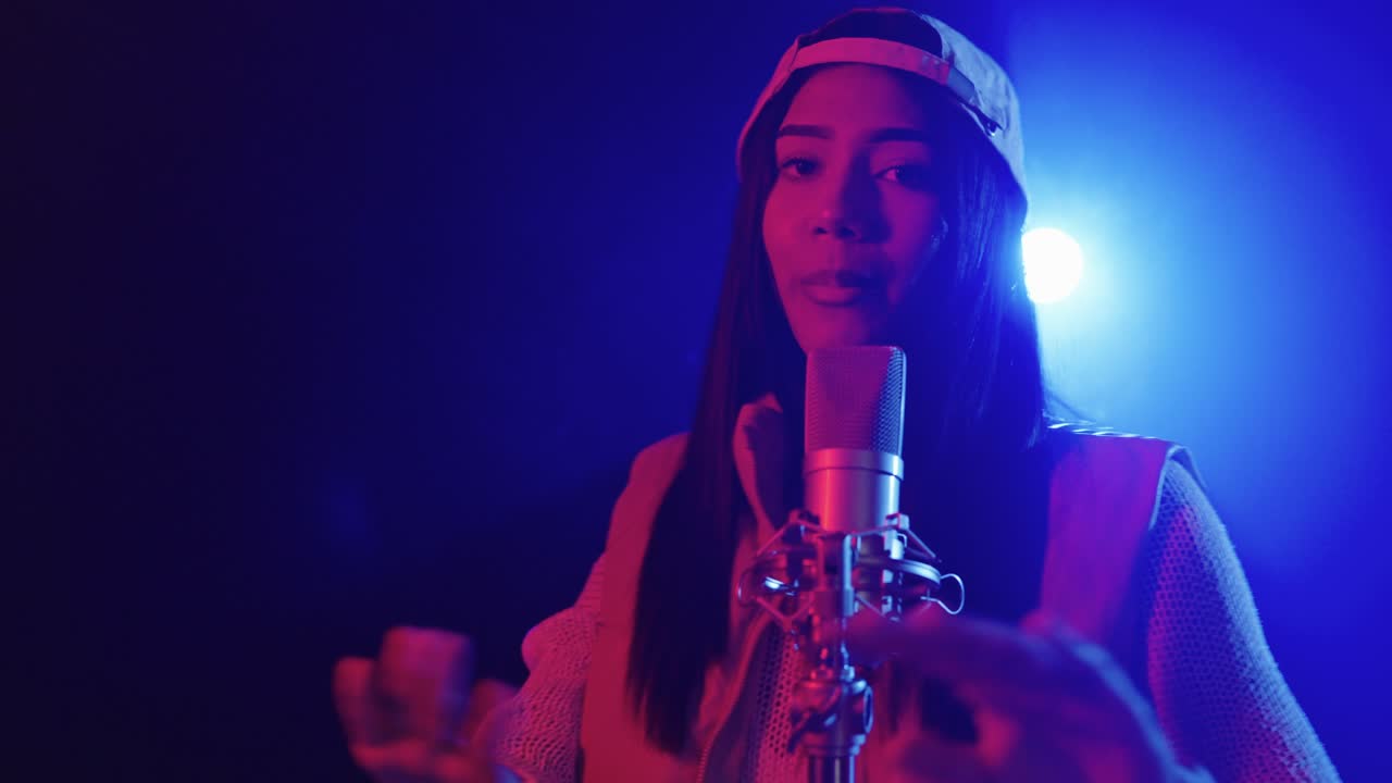 Singer performing with a microphone