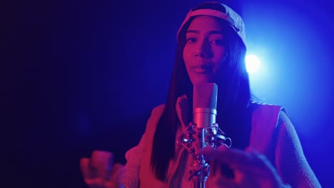 singer performing with a microphone