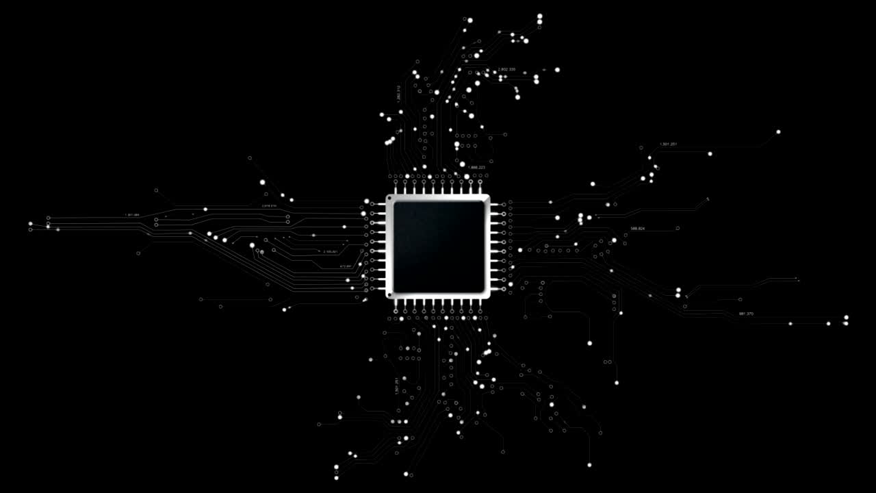 4k animation chip set cpu controller e circuito di stampa con alfa matte