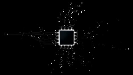 un conjunto de chips de animación 4k, un controlador de cpu y un circuito de impresión con matte alfa.